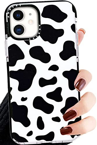 Abbery Hülle für iPhone 12 Mini Kuh Hülle Kuh Muster Druck Durchsichtig Kuhflecken Weiche klare Transparent mit Design Silikon HandyHülle Stoßfest Gummi Süß Schutzhülle Kratzfest Case Cover Shell