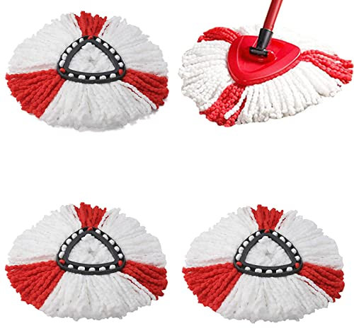 Lot de 4 têtes de balai à franges compatibles avec Vileda, O-Cedar, recharges faciles à nettoyer, tête de balai à poussière de rechange pour nettoyage du sol, forme triangulaire