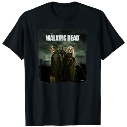 The Walking Dead Daryl and Carol Temporada 11 Camiseta Unisex Adulto Sólido Black Manga Corta Camiseta Básica de Cuello Redondo Fan-made