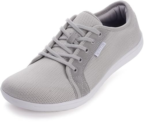 WHITIN Barfußschuhe Damen Barfuss Schuhe Barfussschuhe Breite Barfuß Sneaker Knit Barefoot Shoes Women Minimalistische Fitnessschuhe Sommerschuhe Grau 39 EU