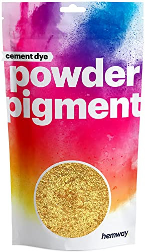 Hemway Cement Dye Powder Pigment Concrete Color Render Mortar Pointing Powdered Brick Toner Plaster - Metallic Sparkle Dark Gold - 100g / 3.5oz