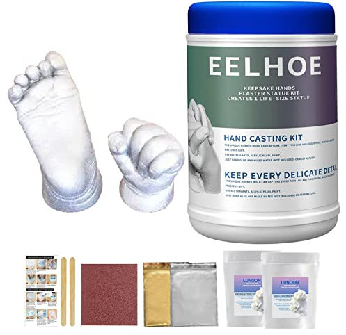 LOSOO Coppia di Kit per colata a Mano,Kit di Fusione a Mano per Famiglie Kit di stampi per Mani Keepsake per Coppie - Fai da Te in Gesso Mano Stampo Scultura ricordo Kit Regali per lei, Bambini