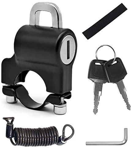 Motorrad Helmschloss, Motorrad Helm Sicherheitsschloss Mit Erinnerungsseil, Universal Helmet Lock, für 22-28 mm Lenkerrohre, Motorräder, Fahrräder Oder Roller