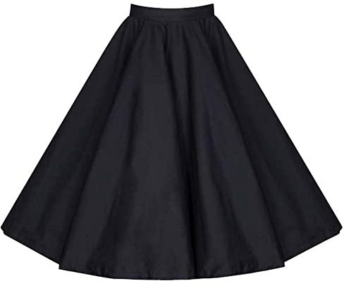 Damen Vintage Swing Rock 1950er Jahre Faltenrock Retro Rockabilly Midirock Elegant Cocktail Partyrock Sommerrock A-Linie Einfarbig High Waist R?cke Kniel?Nge Tellerrock Schwarz 4XL