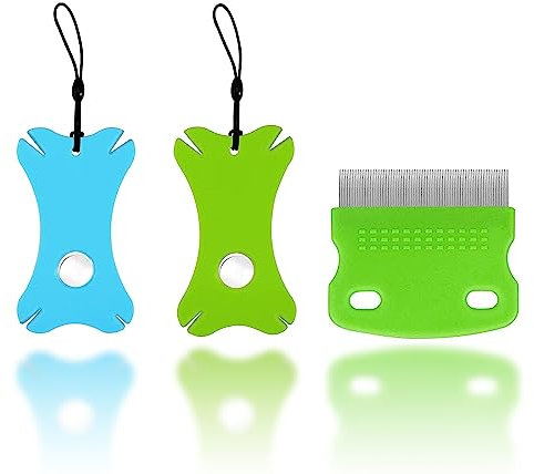 lyxdhyg 2 cartoncini per zecche con lente di ingrandimento, con cordino, con 1 pettine per pidocchi, perfetti per rimuovere le zecche per cani e gatti