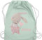 Turnbeutel Rucksack - Süßer Hase Mädchen mit Name personalisiert I Häschen I Rabbit I Langohr I Süße Hasen - Unisize - Pastell Grün - personalisierter beutel kinder geschenke kindergarten