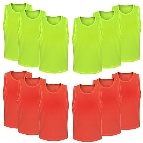 FIBOGOUP Fußball Trainingsweste,Fussball Leibchen Kinder Erwachsene,Fussballtraining Zubehör,Westen fürs Teamtraining (12 Stück, Größe M 115-145cm)
