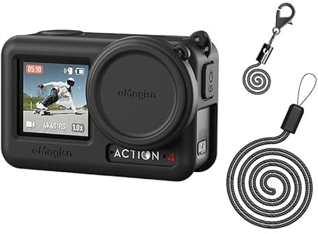 BeisDirect Silikon Schutzhülle + Objektivdeckel für DJI OSMO Action 4/3, Silikonhülle mit Lanyard, Schutzhülle für Osmo Action 4/3 Sportkamera, Schwarz