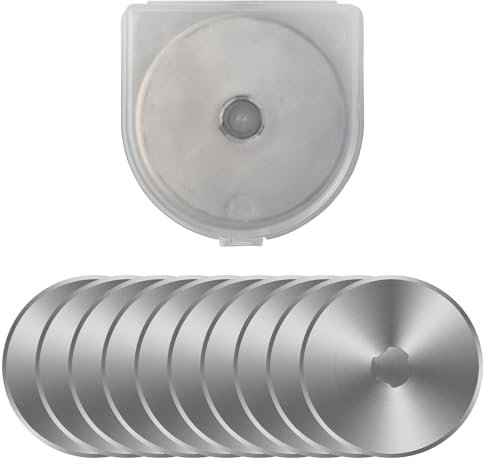 Wisebom Lames de Cutter Rotatif 28/45 mm, 10 Pcs Lames de Coupe Rondes en Acier Inox, Lames de Rechange de Couture Tranchantes Cutter Quilting pour Tissu Cuir Papier (45mm)