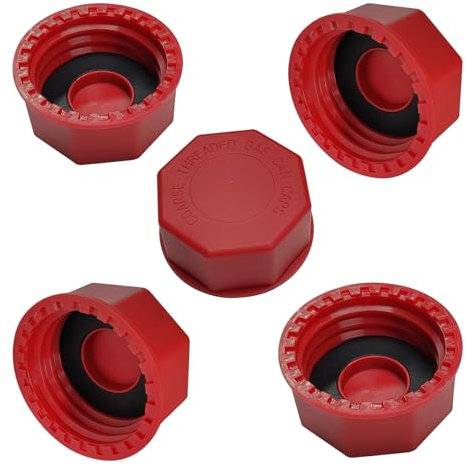 Lot de 5 bouchons de bidon de gaz de rechange avec filetage grossier, s'adapte à la plupart des canettes de gaz, bouchon à filetage épais pour éviter les fuites de carburant (rouge)