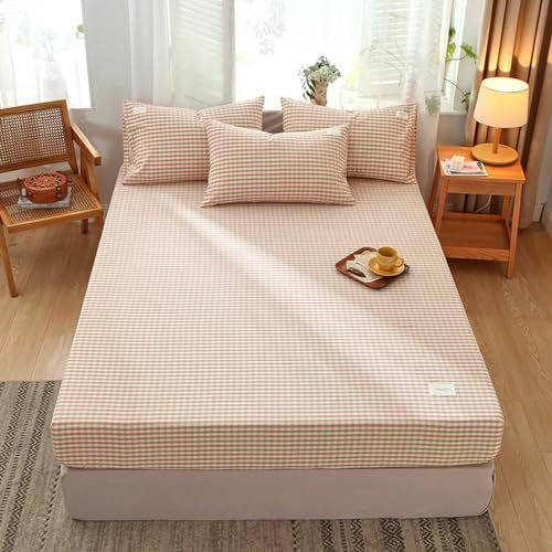 JIN DOUDOU Spannbettlaken aus ägyptischer Baumwolle 150x200cm+25cm Spannbettlaken 100% Baumwolle Jersey-Stretch, Ultra Weich, Elastisches Gummiband
