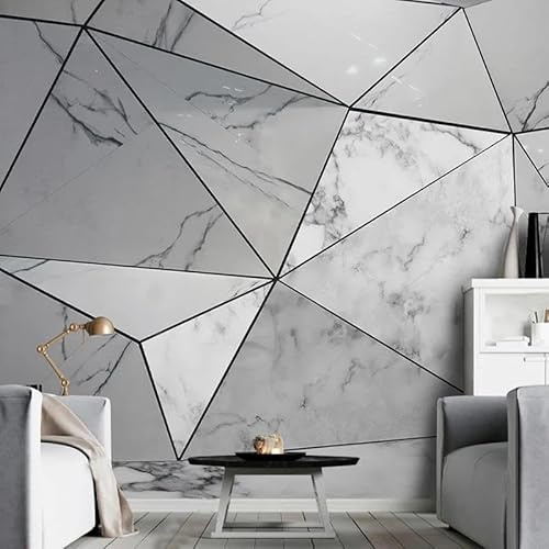 TANYANG Custom Any Size Mural Wallpaper Modern Abstract Geometric Grey Marble Wall Paper Living Room Study Home Decor 400Cm(W)×280Cm(H)