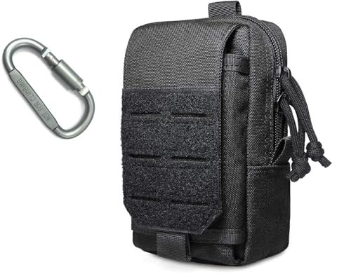 Molle Tasche klein EDC Pouch Gürteltasche Herren Taktische Bag für Gürtel Rucksack Weste molle Zubehör Klett Taschen (Schwarz)