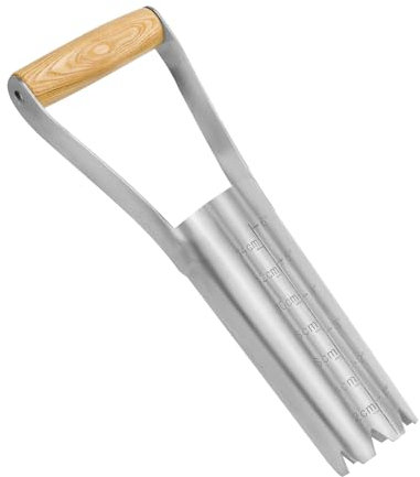 Eadwiella Gartengeräte, Lochspaten mit Tiefenskala, aus rostfreiem Stahl mit einem Holzgriff gartenzubehör, geeignet für die Aussaat von Samen in Gärten, Hecken und Töpfe mit ihm.（6）Bulb Planter