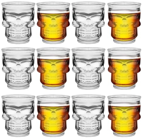 eispap Juego de vasos de chupito de calavera de 50 ml, aptos para congelador (12)