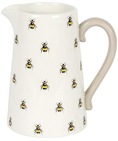 Tech Island Flower Vase Ceramic Flower Jug, Pitcher Vases for Flower, Garden Ornaments, for Real, Artificial Flower, for Mother's Day, Birthdays Room décor (Bee Pattern)