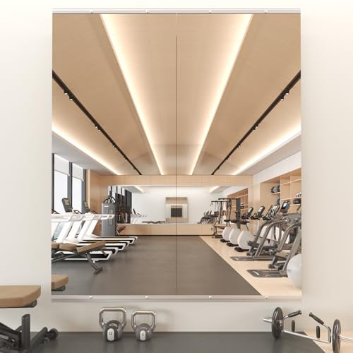 Snowdool Fitnessspiegel, 160 x 61 cm, 2 Stück Spiegel für Zuhause, Fitnessstudio, Wand, groß, Ganzkörperspiegel für Yoga, Garage, Tanzstudio, rostfreies gehärtetes Glas, rahmenlos, rechteckig