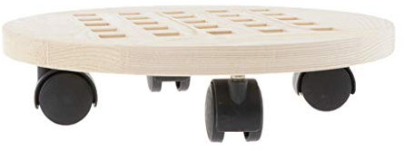 Bandeja móvil para macetas con rueda, base para macetas, 30 cm, madera