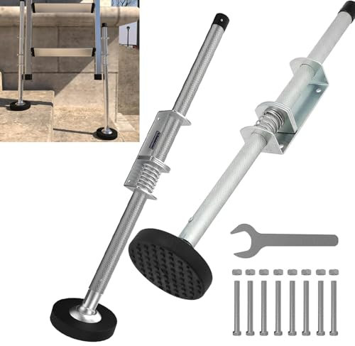 WUDLEP 2PCS 60CM Adjustable Ladder Leveler Pair with Anti-Slip Rubber Feet Engraved Anti-Slip Pattern Steel Pole, Extension Ladder Stabilizer Feet Levelers, Universal Ladder Aide Accessories