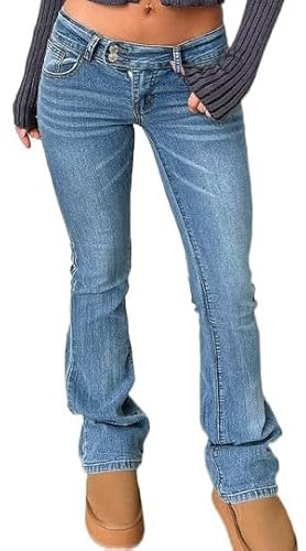 Justalwart Low Rise Skinny Jeans for Women Stretchy Flare Jeans (US 4-6)