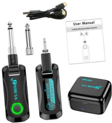 F Fityle Transmisor y receptor de Audio, de guitarra portátil, equipo de música para bajo eléctrico, micrófono dinámico, amplificador de guitarra