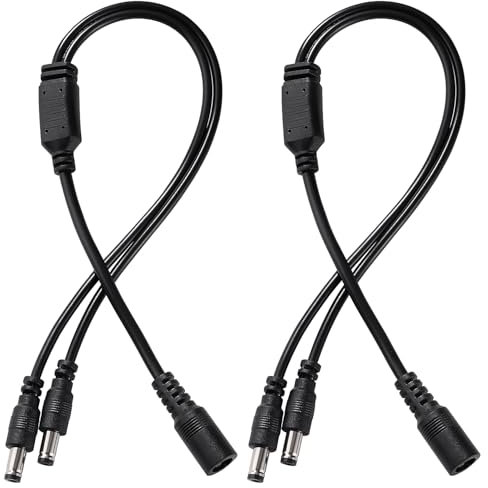 KUOQIY 2 Stücke 5.5x2.1 mm 5-24 V 1 Buchse auf 2 Stecker DC Power Splitter Kabel, 2 Wege DC Verteiler Kabel, Kamera-Splitterkabel, für CCTV-Kameras, LED-Lichtleiste, Router