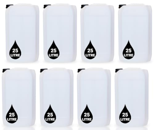 8 x 25 l Kanister – UN-zugelassener stapelbarer Flaschenbehälter + 61 mm manipulationssicherer Verschluss, perfekt für die Aufbewahrung von Wasserflüssigkeiten