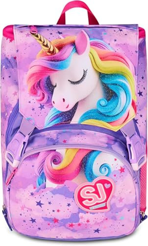 SJ GANG STYLE JAM GANG Zaino Scuola Estensibile Big, Viola, Zaino con Divisorio Interno, Tasca Superiore con Ali a Scomparsa, Tasca per Borraccia, 24 L, Zaino Scuola Elementare, Bambina
