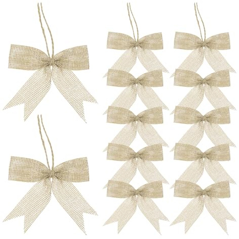 PATIKIL 7.5 cm Schleifen Deko, 12 Stück Schleifenknoten, Weihnachtsschleifen Geschenkverpackung für Geburtstag, Kommunion, Heimdekoration, Weihnachtsbaum, Adventskranz, Beige
