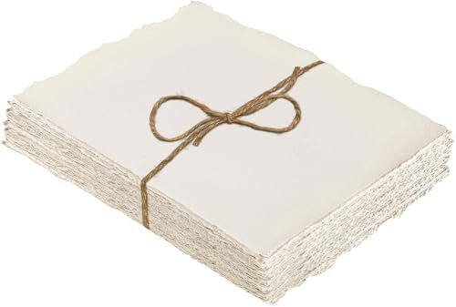Handgeschöpftes Büttenpapier A4, 28,5 x 19,6 cm, 300 GSM, 25 Blätter, Aquarellpapier für Einladungen und Zeichnen