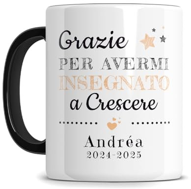 L'épicerie Chérie Tazza Personalizzata con testo - Grazie maestra regalo personalizzato - Regalo Per Insegnante - Regalo Maestre Fine Anno Insegnate - Ceramica - 330ml