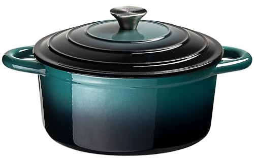 Prochef Enamelled Cast Iron Round Casserole Dish with Lid 26cm – Durable Oven & Hob Safe Stew Pot, Easy to Clean, Ideal for One-Pot Meals, Curries, Roasts & Batch Cooking, Teal