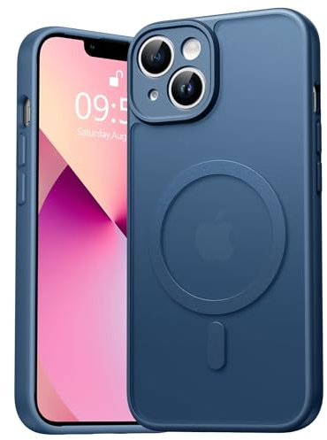 EASDNB für iPhone 13 Hülle für Magsafe mit Kameraschutz, Magnetisch Handyhülle für iPhone 13 Stoßfeste Kratzfeste Durchscheinende Matt Rückseite Schutzhülle für iPhone 13 Case, Blau