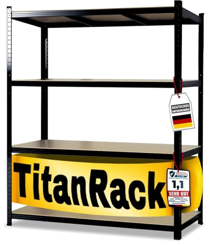 OfficeMarshal Schwerlastregal extra breit - XL Breite 160 cm - Metallregal mit 1500 kg Gesamttraglast - Steckregal für Garage, Keller, Werkstatt - 2 Breiten & 3 Farben (schwarz, 177x160x60 cm)