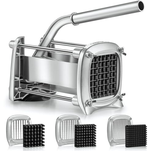 Sopito Chip Cutter Chop 6/9/12mm Chips for Home and Restaurant | Stainless Steel Blades, Lever-Assisted French Fry Cutter, Dishwasher Safe, for Carrots, Courgettes, Cucumbers, Onions