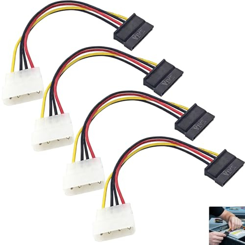 GifBasg 4 x 15 cm Adapterkabel Molex auf SATA 4-polig LP4 auf SATA Konverter für HDD SSD DVD Player PC ATX Stromversorgung