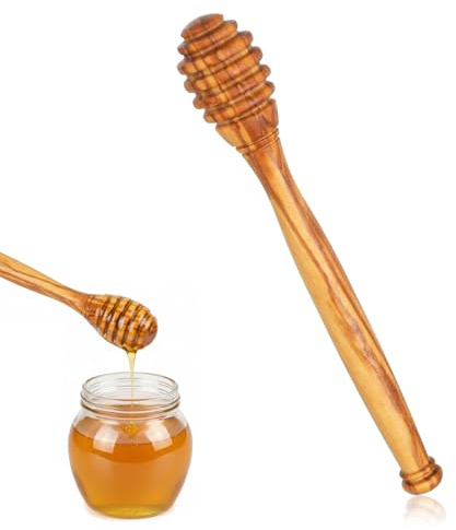 Traditional Olive Wood Honey Dippers, 6.3 Wooden Honey Mixing Stirrer, Dipper Sticks for Jar, Sticks for Tea, Kitchen and Wedding Favors