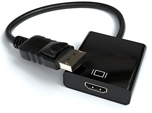 JAMEGA - DisplayPort zu HDMI Adapter | 4K Ultra HD 2K bei 30Hz - Full HD 1080p | DP 1.2 auf HDMI Adapter Kabel mit Audio Konverter geeignet für PC, Mac, Grafikkarten, Laptop, Beamer