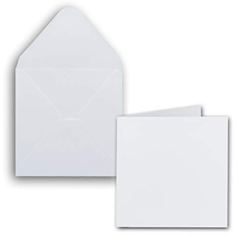 NEUSER PAPIER 75x Set Quadratische Karten inklusive Briefumschläge - Blanko 14 x 14 cm in Hochweiß - bedruckbare Einladungskarten - ideal zum Selbstgestalten & Kreieren