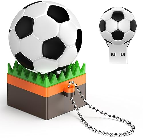 Uflatek 64GB USB-Stick Fußballform Speicherstick Fußball Flash Drive USB 2.0 Stick Weiß Memory Stick 64 GB Karikatur Flash Laufwerk Externer Datensticks für Geschenke