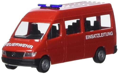 herpa 94115 – Mercedes Benz Sprinter '96 HD, Feuerwehr Mini Bus, Modell Auto, Modellsammlung, Miniaturmodelle, Kleinmodell, Sammlerstück, Detailgetreu, Kunststoff, Rot - Maßstab 1:87