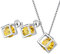 Aurora Tears November Birthstone Halskette Ohrstecker 925 Sterling Silber Gelb Citrin Square Birth Stone Schmuck Set für Frauen und Mädchen DS0028N