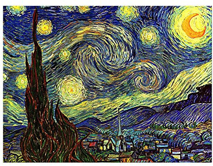 Kunstdruck Poster - Vincent van Gogh Sternennacht 30x20 cm ca. A4 - Alte Meister Bild ohne Rahmen