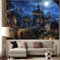 Simsant Old Castle Wandteppich Werwolf Night Antike Stadt Wandbehang für Schlafzimmer Wohnzimmer Wohnheim SIZY0678 203 x 152 cm