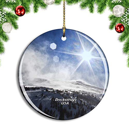Weekino USA Amerika Colorado Breckenridge Weihnachtsdekoration Christbaumkugel Hängender Weihnachtsbaum Anhänger Dekor City Travel Souvenir Collection Porzellan 2,85 Zoll