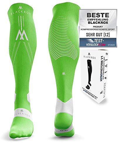 BLACKROX Kompressionsstrümpfe Sport Astropreform, Hochwertige Kompressionssocken, Sportkompressionsstrumpf, Laufstrümpfe für Fußball, Damen & Herren, Lang, Compressions Socks (Grün, S-M)