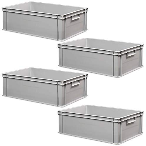 BRB 4 Eurobehälter mit 2 Griffleisten, LxBxH 600x400x220 mm, Inhalt 45 Liter, grau