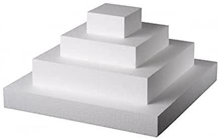Zeus Party Set 4 pz Base-Quadrata di Polistirolo per Torta Compleanno Bambini cm H10cm - lato 35, 30, 25, 20 cm