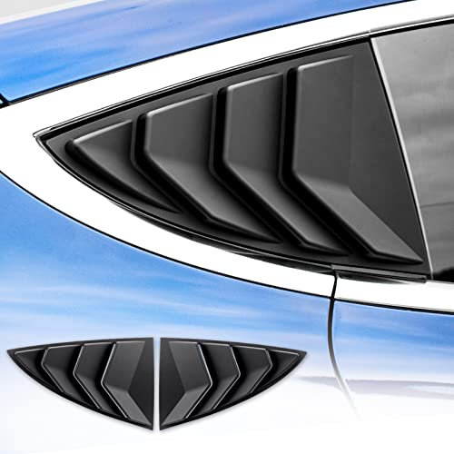 KUNGKIC 2 Pack Rear Side Window Louvers for Tesla Model 3 2017-2024,Window Louver Covers,ABS,Sunshade,Rain,Cool Outdoor Decor (Matte Black)