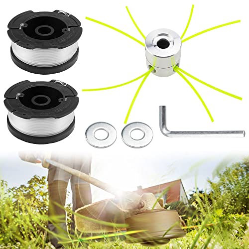 WANTOUTH Cabezal Desbrozadora Universal Cabezal Aluminio Desbrozadora Carrete Desbrozadora Universal Cabezal Desbrozadora 4 Hilos con 2 Rollos Hilo de Nylon y 1 Llave para Cortacésped Desbrozadora
